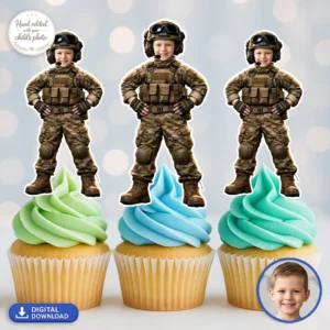 Army Soldier Cupcake Toppers | Custom Photo Cake Decor