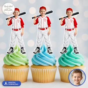 Baseball Cupcake Toppers | Custom Photo Cake Decor