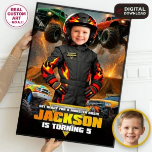 Black Monster Truck Welcome Sign | Custom Photo Poster