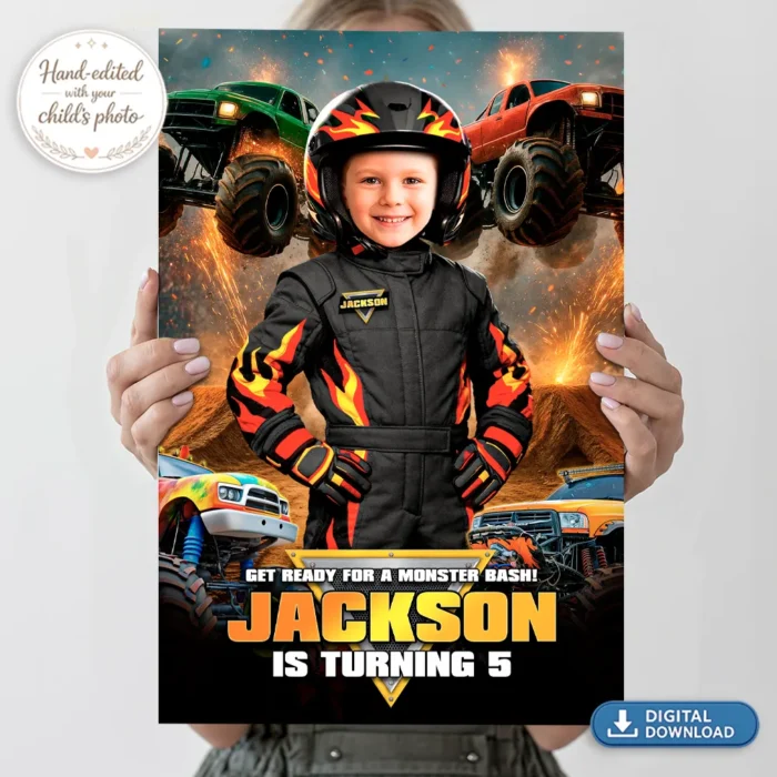Black Monster Truck Welcome Sign | Custom Photo Poster