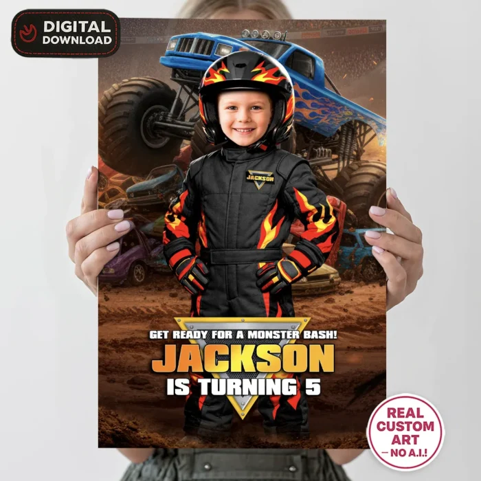 Monster Truck Welcome Sign Black | Custom Photo Poster