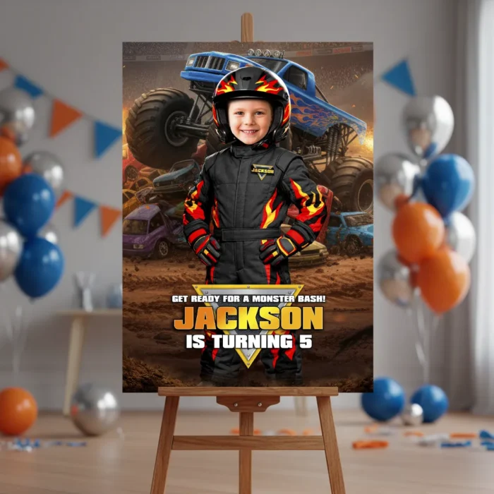 Monster Truck Welcome Sign Black | Custom Photo Poster