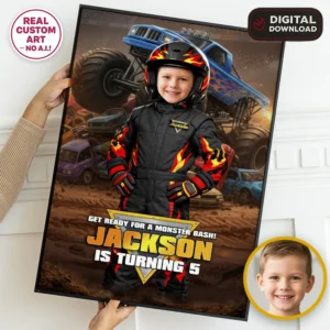 Monster Truck Welcome Sign Black | Custom Photo Poster