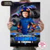 Monster Truck Welcome Sign Blue | Custom Off-Road Racing Birthday Poster 6 custom blue monster truck birthday welcome sign with photo 2
