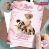 First Rodeo Pinto Pony Invitation for Girls | Pink Cowgirl Photo Invite 2 Custom First Rodeo Invitation for Girls | Pink Cowboy 1st Birthday Invite