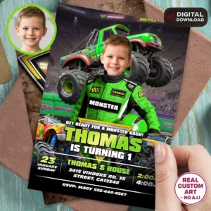 Neon Arena Monster Truck Invitation | Big Wheels Invite