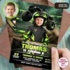 Neon Green Monster Truck Invitation | Personalized Big Wheels Party Invite 2 Custom Neon Green Monster Truck Invitation | Big Wheels Invite