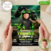 Neon Green Monster Truck Invitation | Personalized Big Wheels Party Invite 3 Custom Neon Green Monster Truck Invitation | Big Wheels Invite