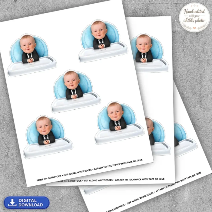 Little Boss Cupcake Toppers | Custom Photo Cake Decor