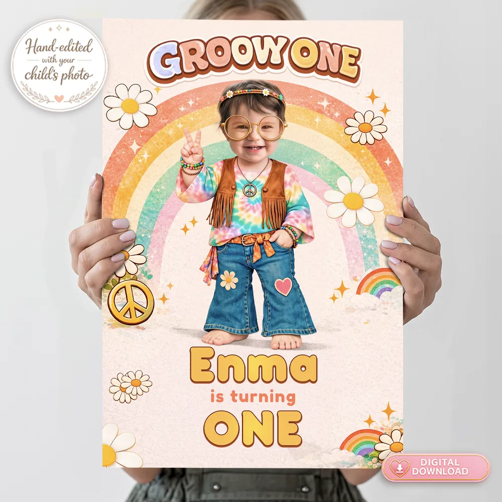 One Groovy Baby Welcome Sign | Groovy Girl Hippie Birthday Party 3 One Groovy Baby Welcome Sign | Groovy Girl Hippie Birthday Party
