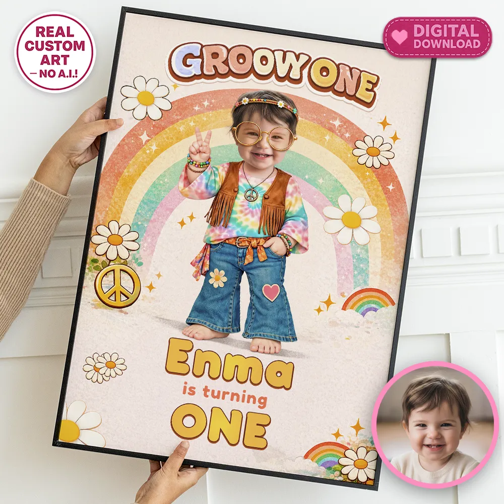 One Groovy Baby Welcome Sign | Groovy Girl Hippie Birthday Party 1 One Groovy Baby Welcome Sign | Groovy Girl Hippie Birthday Party
