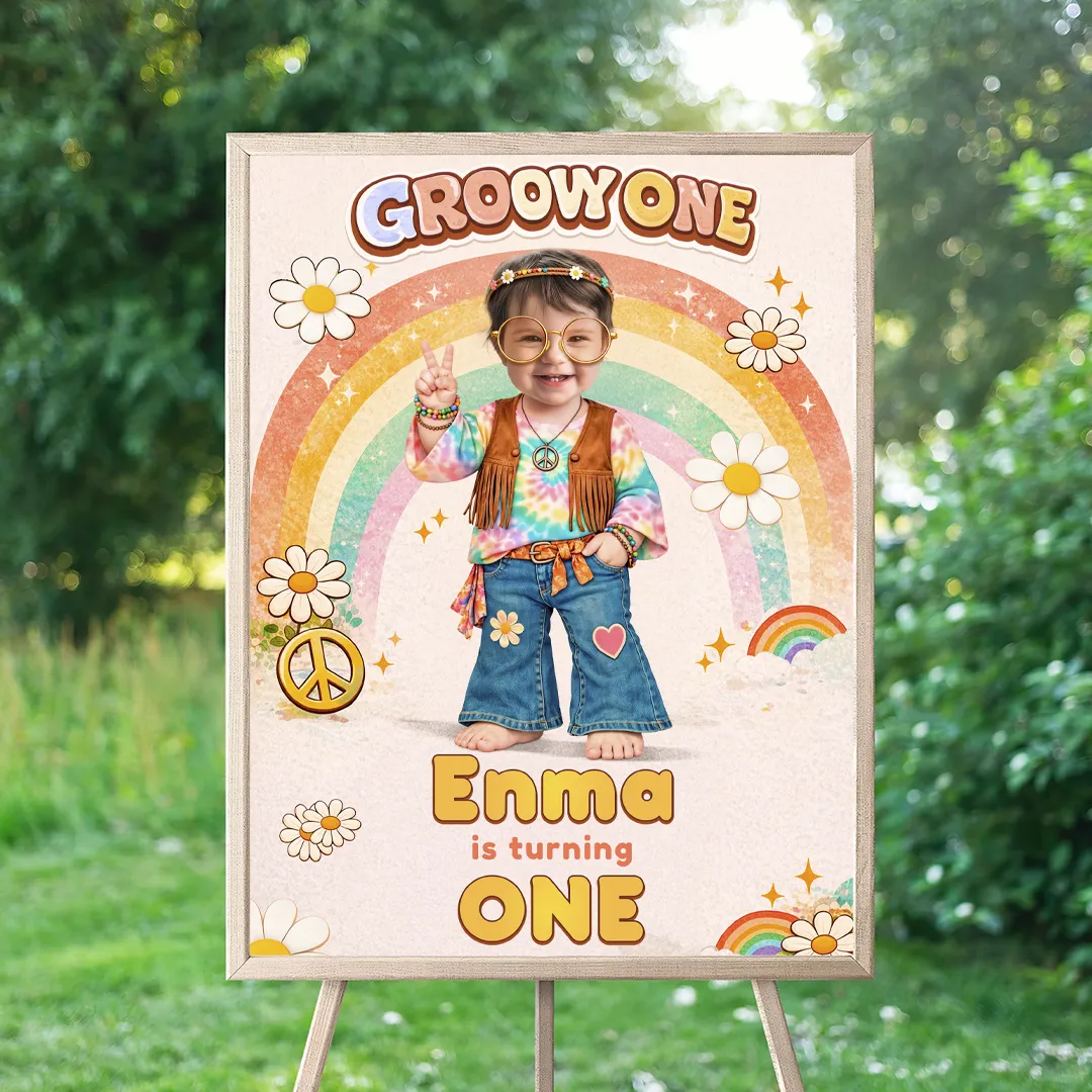 One Groovy Baby Welcome Sign | Groovy Girl Hippie Birthday Party 4 One Groovy Baby Welcome Sign | Groovy Girl Hippie Birthday Party
