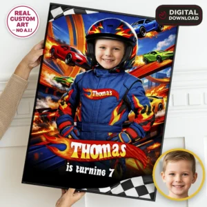 Custom Race Car Welcome Sign | Personalized Turbo Racing Entrance Party Poster