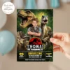 Dinosaur Explorer Birthday Invitation | T-Rex & Raptor Photo Invite 4 Epic Jurassic Kids Invitation | Custom Dinosaur Photo Explorer Invite