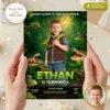 Reptile Birthday Invitation | Custom Photo Reptile Party 3 Custom reptile birthday invitation with child photo, Leapin’ Lizards reptile party theme
