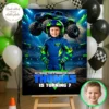 Electric Blue Monster Truck Welcome Sign | Custom Off-Road Racing Birthday Poster 3 Electric Blue Monster Truck Welcome Sign | Custom Photo Poster