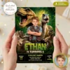 Dinosaur Explorer Birthday Invitation | T-Rex Jungle Photo Invite 3 Epic Jurassic Party Invitation – Dinosaur Birthday Invitation With Photo – Delivered in 24h – Digital File