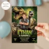 Dinosaur Explorer Birthday Invitation | T-Rex Jungle Photo Invite 4 Epic Jurassic Party Invitation – Dinosaur Birthday Invitation With Photo – Delivered in 24h – Digital File