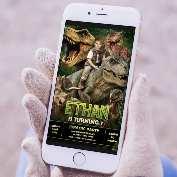 Tyrannosaurus Birthday Invitation | Custom T-Rex Photo