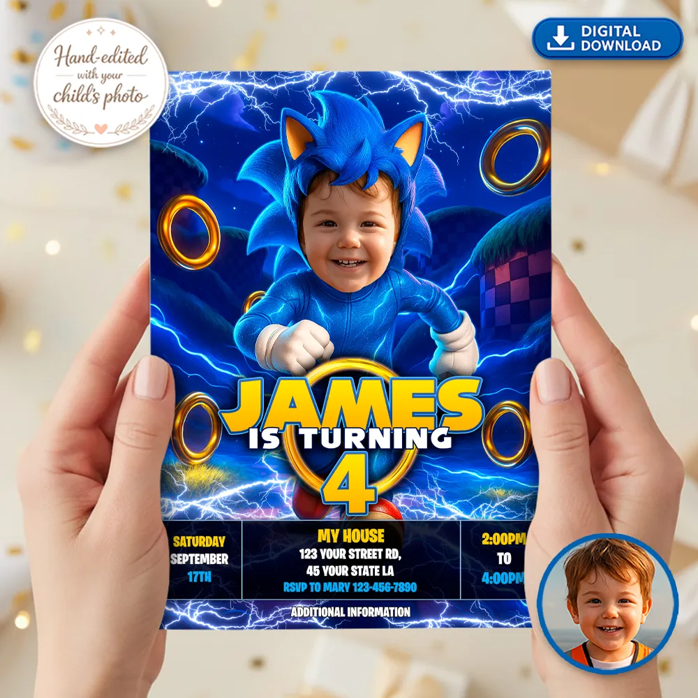 Super Speed Dash Party Invitation | Custom Gamer Birthday Invitation 2 Super Speed Dash Party Invitation | Custom Gamer Birthday Invitation