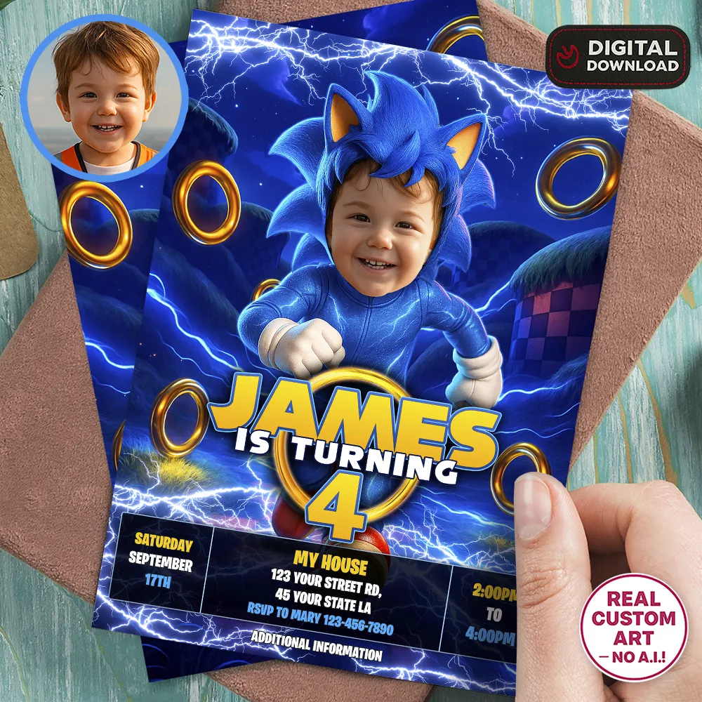 Super Speed Dash Party Invitation | Custom Gamer Birthday Invitation 1 Super Speed Dash Party Invitation | Custom Gamer Birthday Invitation