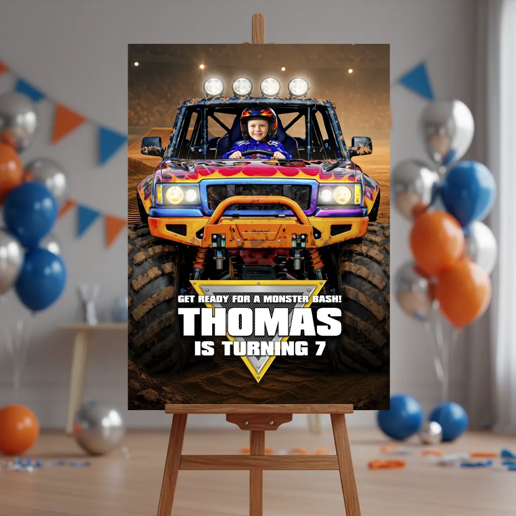 Monster Truck Welcome Sign | Custom Off-Road Racing Party Poster 4 Monster Truck Welcome Sign | Custom Off-Road Racing Party Poster