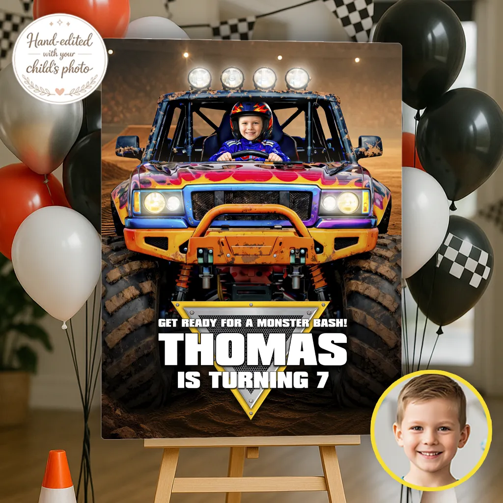 Monster Truck Welcome Sign | Custom Off-Road Racing Party Poster 3 Monster Truck Welcome Sign | Custom Off-Road Racing Party Poster