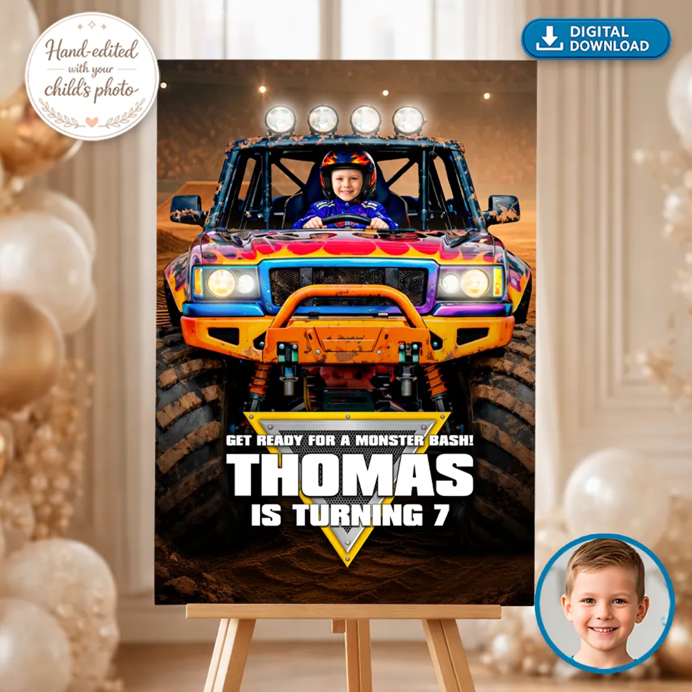 Monster Truck Welcome Sign | Custom Off-Road Racing Party Poster 2 Monster Truck Welcome Sign | Custom Off-Road Racing Party Poster