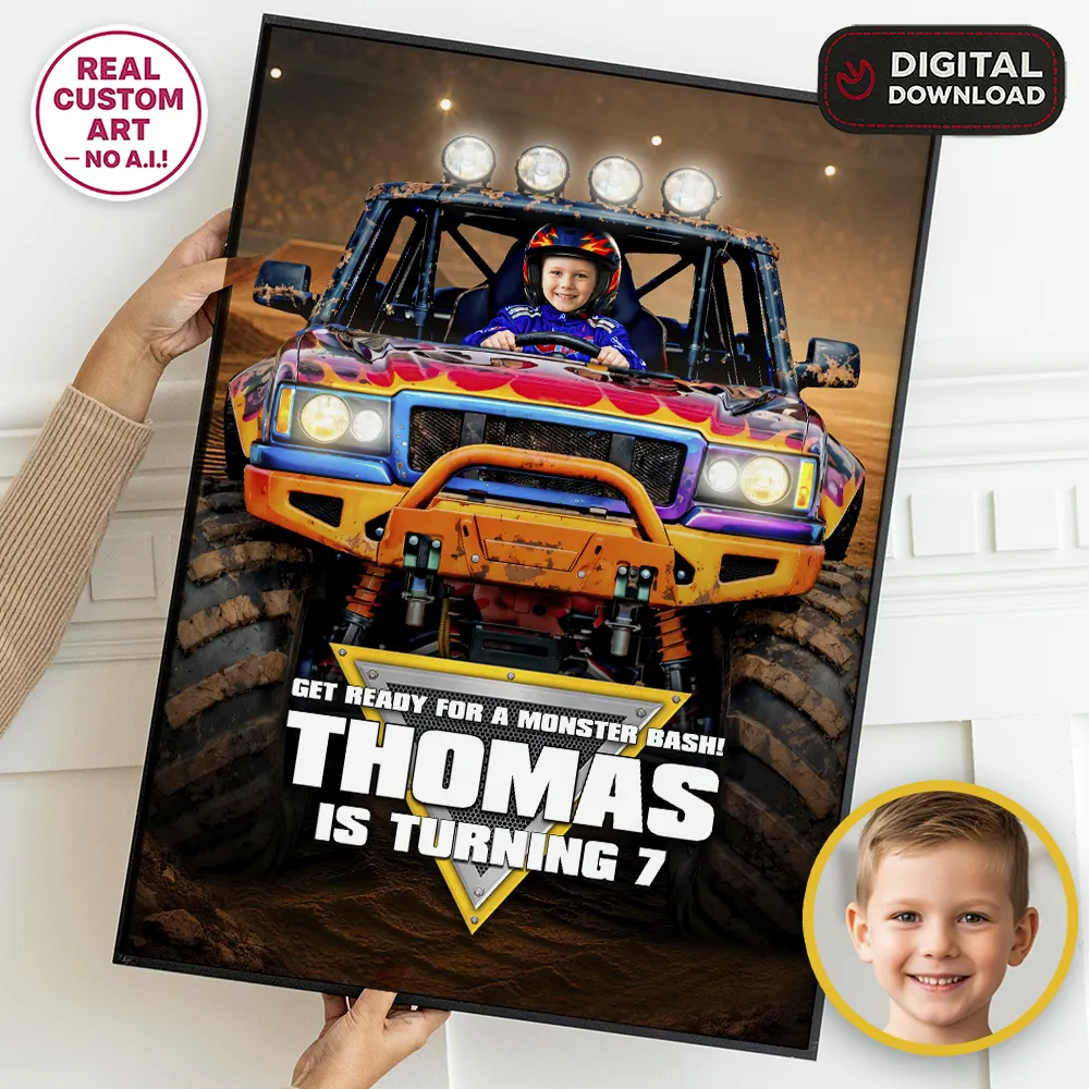 Monster Truck Welcome Sign | Custom Off-Road Racing Party Poster 1 Monster Truck Welcome Sign | Custom Off-Road Racing Party Poster