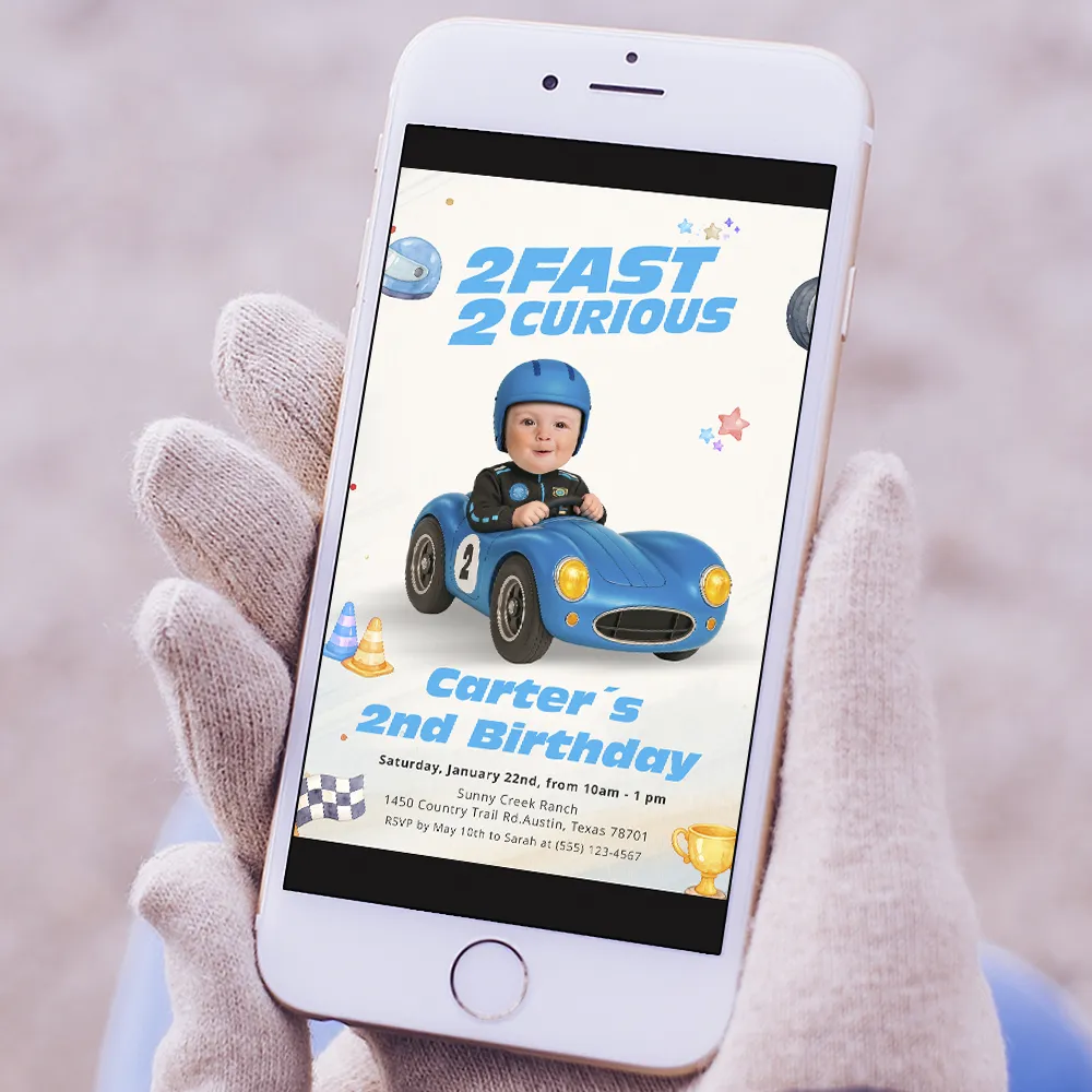 Two Fast Two Curious Invite | Personalized Race Car Birthday Invitation 4 Two Fast Two Curious Invite | Personalized Race Car Birthday Invitation