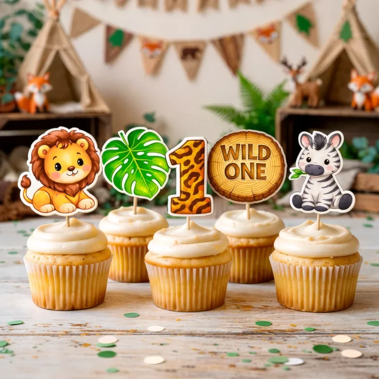 Free Printable Wild One Safari Cupcake Toppers