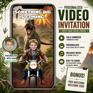 Dinosaur Birthday Video Invitation | Custom Dino Explorer Adventure Invite