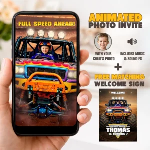 Monster Truck Birthday Video Invitation | Big Wheels Invite
