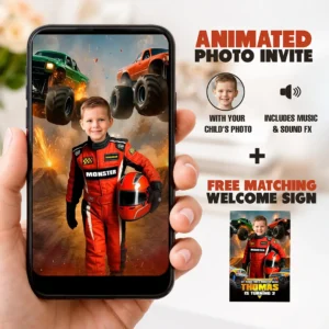 Custom Monster Truck Video Invitation | Big Wheels Invite