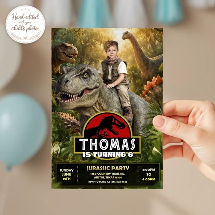 Tyrannosaurus Rex Party Invitation | Epic Custom Dinosaur Photo Invite