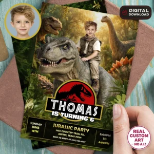 Tyrannosaurus Rex Party Invitation | Epic Custom Dinosaur Photo Invite