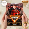Flame Monster Truck Invitation | Fire Big Wheels Party Invite 3 Flame Monster Truck Invitation | Fire Big Wheels Party Invite