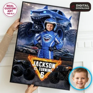 Shark Monster Truck Welcome Sign | Custom Photo Poster