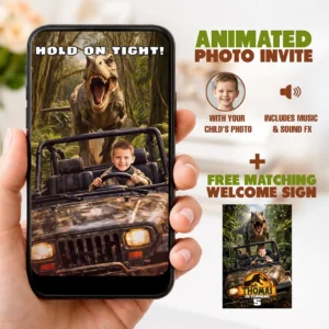 Jurassic Birthday Video Invitation | Custom Dino Adventure Photo