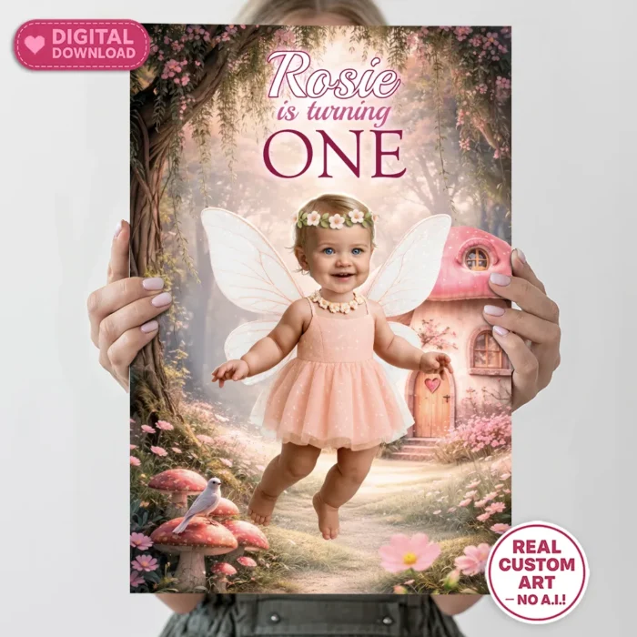 Baby Fairy Birthday Welcome Sign | Fairy First Party Decor With Photo