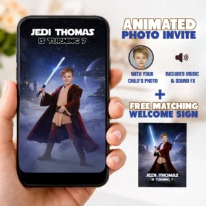 Galactic Hero Birthday Video Invitation | Custom Space Warrior Adventure Invite