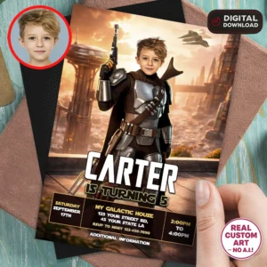 Galactic Bounty Warrior Invitation | Space Warrior Birthday Invite