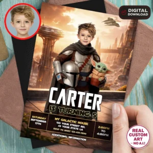 Galactic Bounty Warrior Birthday Invitation