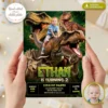 Tyrannosaurus Rex Invitation | Epic Custom Dinosaur Photo Invite 3 Tyrannosaurus Rex Invitation | Custom T-Rex Birthday Invite