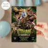 Tyrannosaurus Rex Invitation | Epic Custom Dinosaur Photo Invite 4 Tyrannosaurus Rex Invitation | Custom T-Rex Birthday Invite