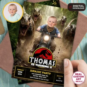 2nd Dino Birthday Invitation | Custom Dinosaur Invite