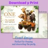 Wild One Jeep Birthday Invitation | Custom Baby Driver Jungle Invite 4 custom wild one birthday invitation baby safari 1st invite kids