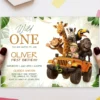 Wild One Jeep Birthday Invitation | Custom Baby Driver Jungle Invite 3 Wild One Jeep Birthday Invitation | Custom Baby Jungle Party