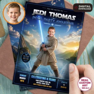 Splash Hero Pool Party Invitation | Space Warrior Birthday Invite