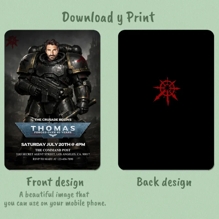 Chaos Space Marines Birthday Invite | Chaos Space Marines Photo Invitation